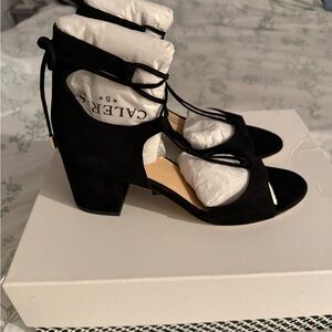 NEW Diane Von Furstenberg Black Strappy Heels